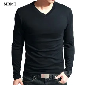 2018 Lycra cotton men 's t shirt long sleeve v neck men v-neck long sleeve T-shirt