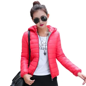 2018 new winter jacket women autumn hooded Coat Female Spring Jacket Women Padded cotton Parkas Casual Thin light Basic Jackets