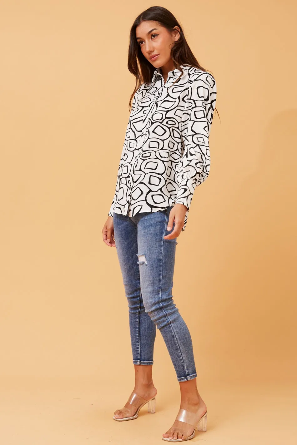 BELLE ABSTRACT PRINT SHIRT