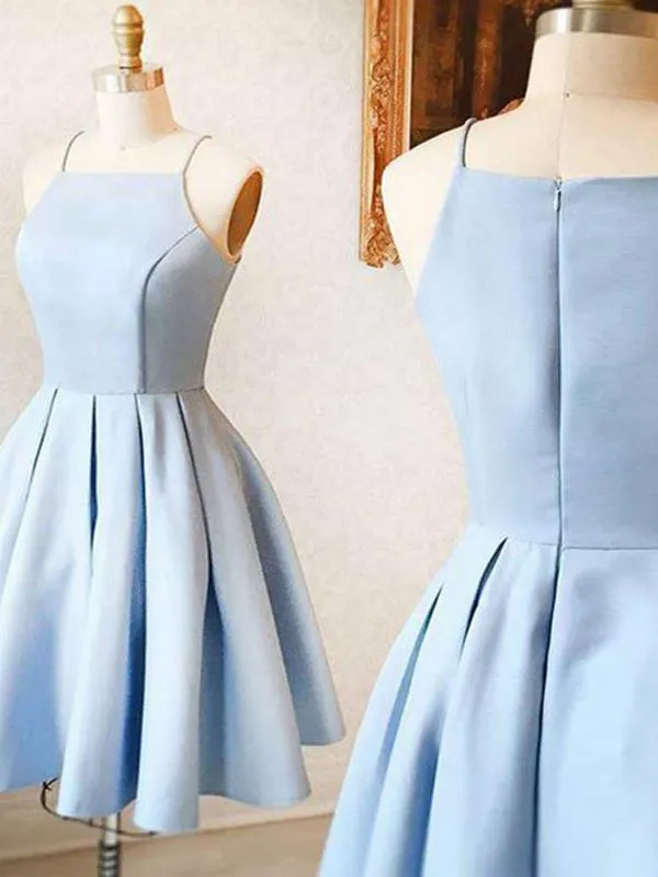 Blue Satin Homecoming Dress Cheap Party Homecoming Dress ER113