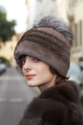 Brown mink hat