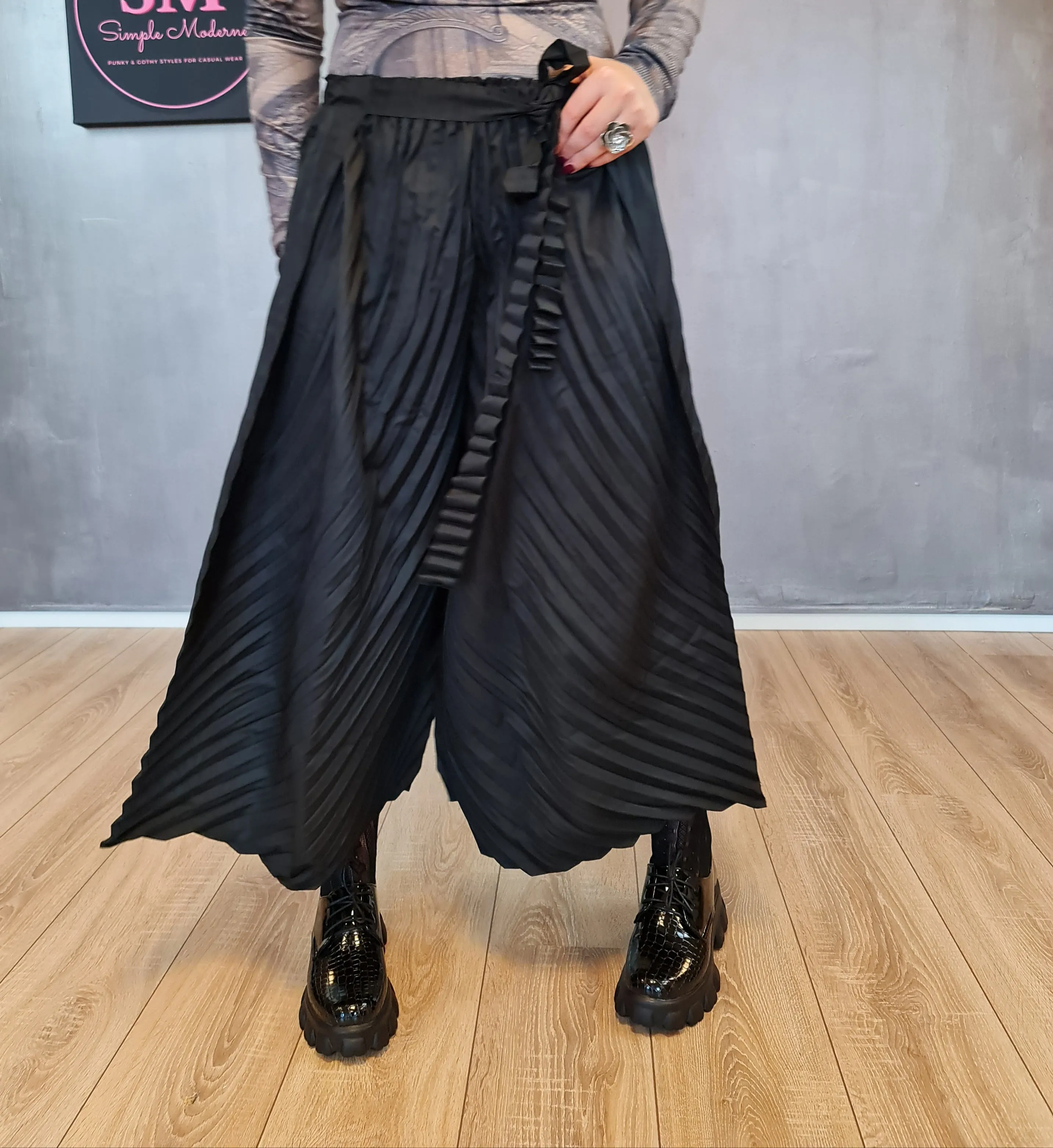 Casual Minimal Goth Regular Irregular Wide Legged Pants