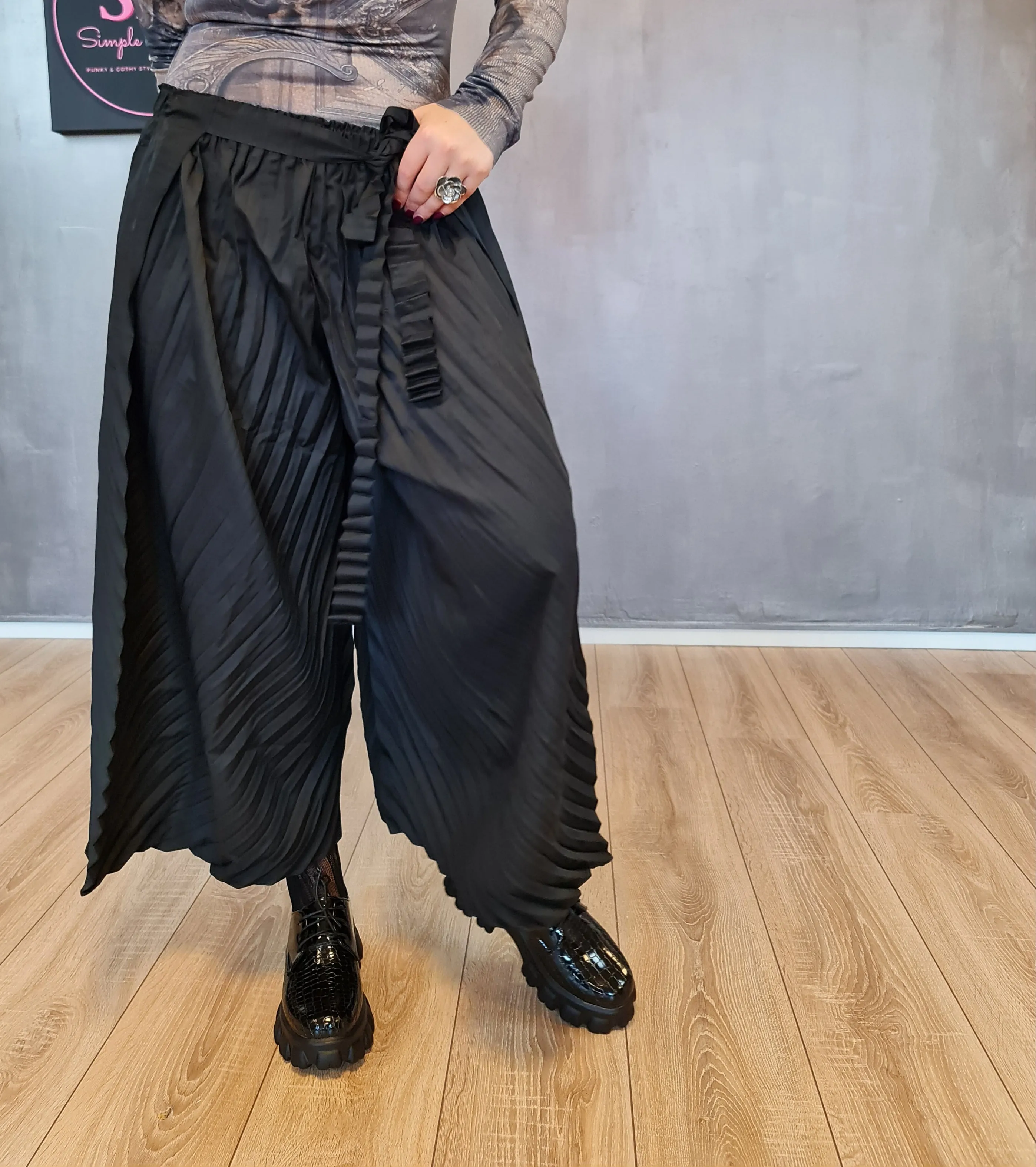 Casual Minimal Goth Regular Irregular Wide Legged Pants