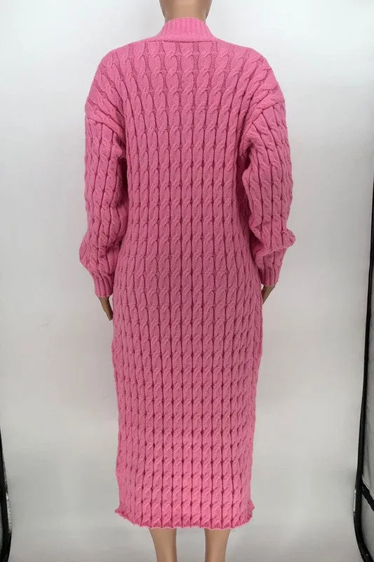 Chic Comfort Maxi Sweater Cardigan |Pink