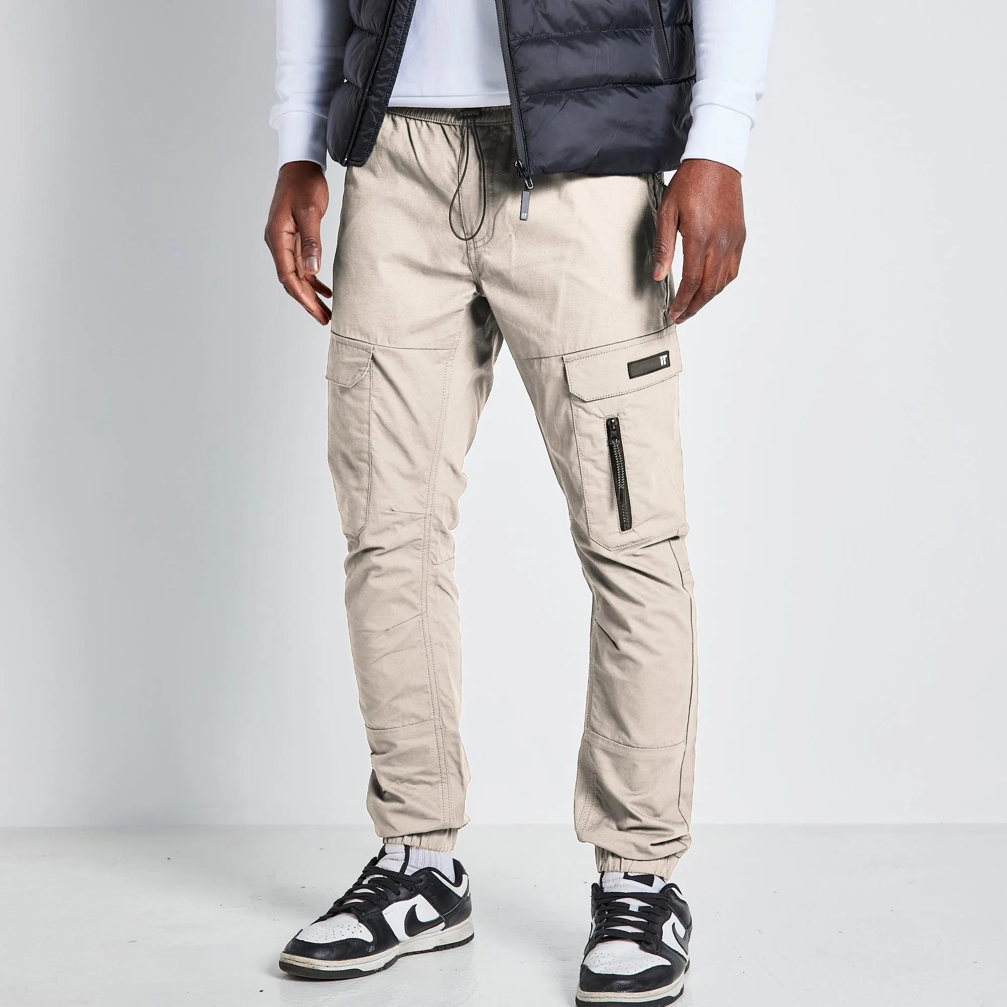 Cuffed Cargo Pants - Stone