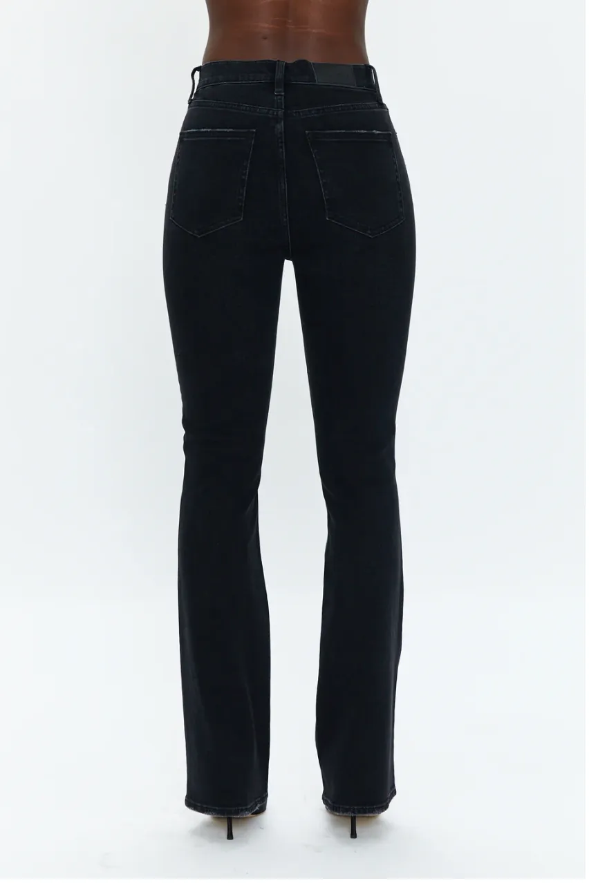 Dana Pistola High Rise Boot Cut Flare Black Denim Jeans