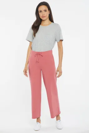 Drawstring Wide Leg Ankle Pants - Slate Rose