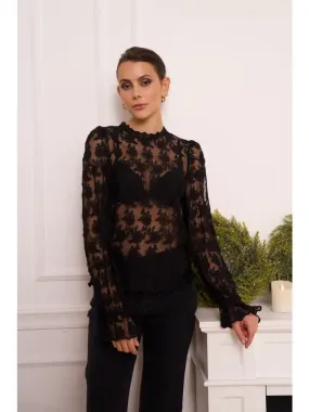 EMBROIDERED HIGH NECK LACE TOP