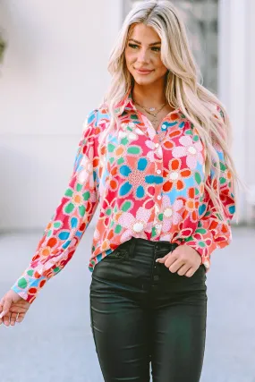 Floral Print Bubble Sleeve Shirt