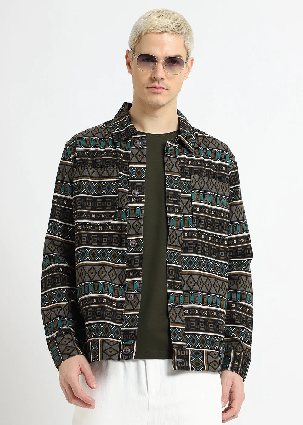 Geometric Print Summer Jacket