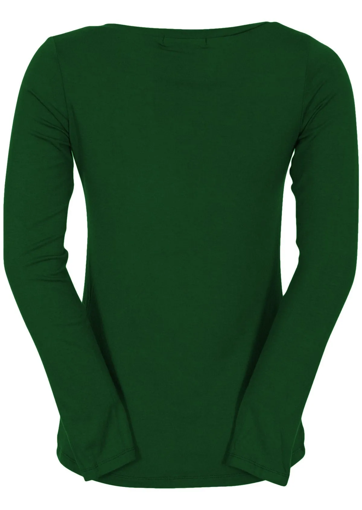 Long Sleeve Stretch V-neck Top Forest Green