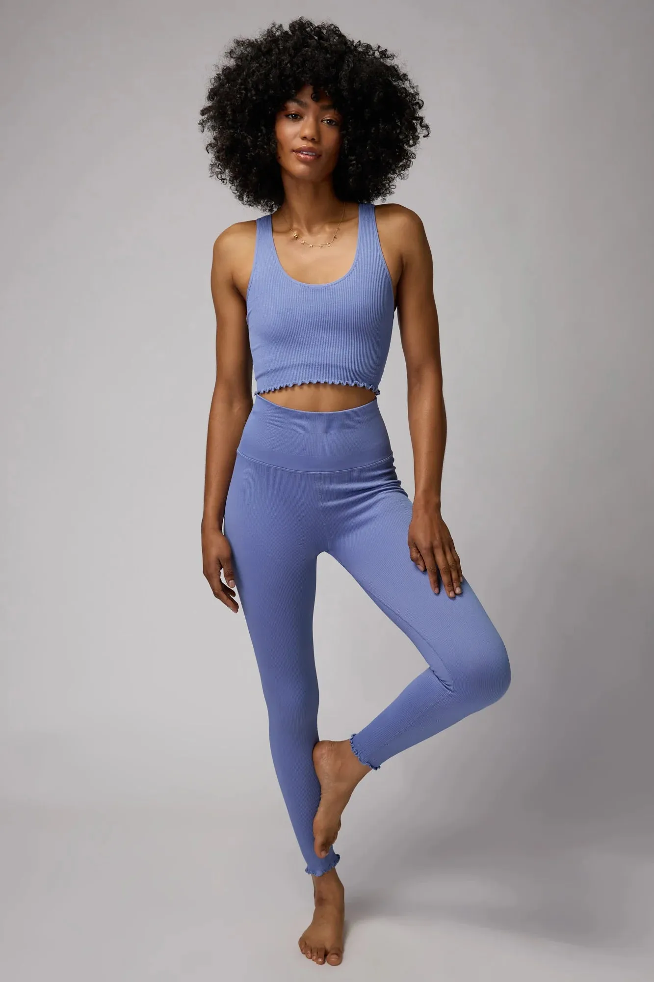 Love Sculpt Seamless 7/8 Ruffle Legging: Salt Water Blue