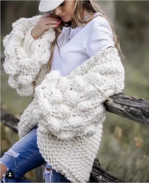 Oversized Chunky Thick Cable Knit Cardigan Sweater