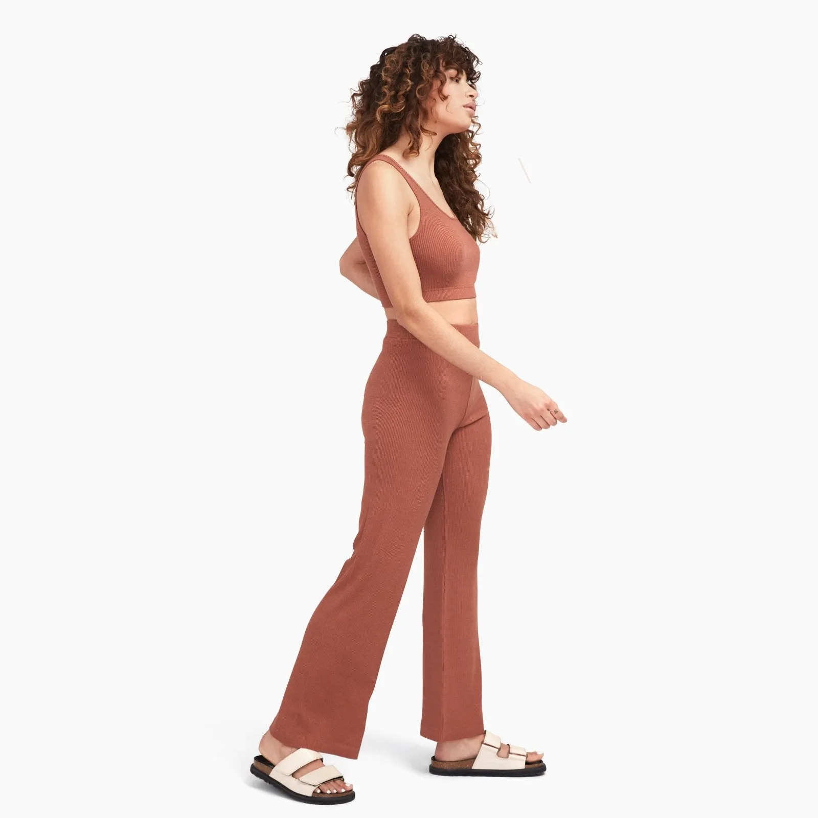 Ribbed Lightweight Wide Leg Pants