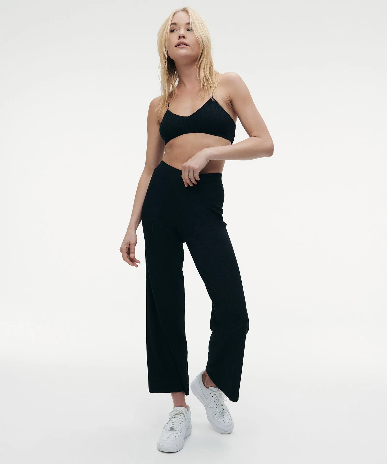 Ribbed Lightweight Wide Leg Pants