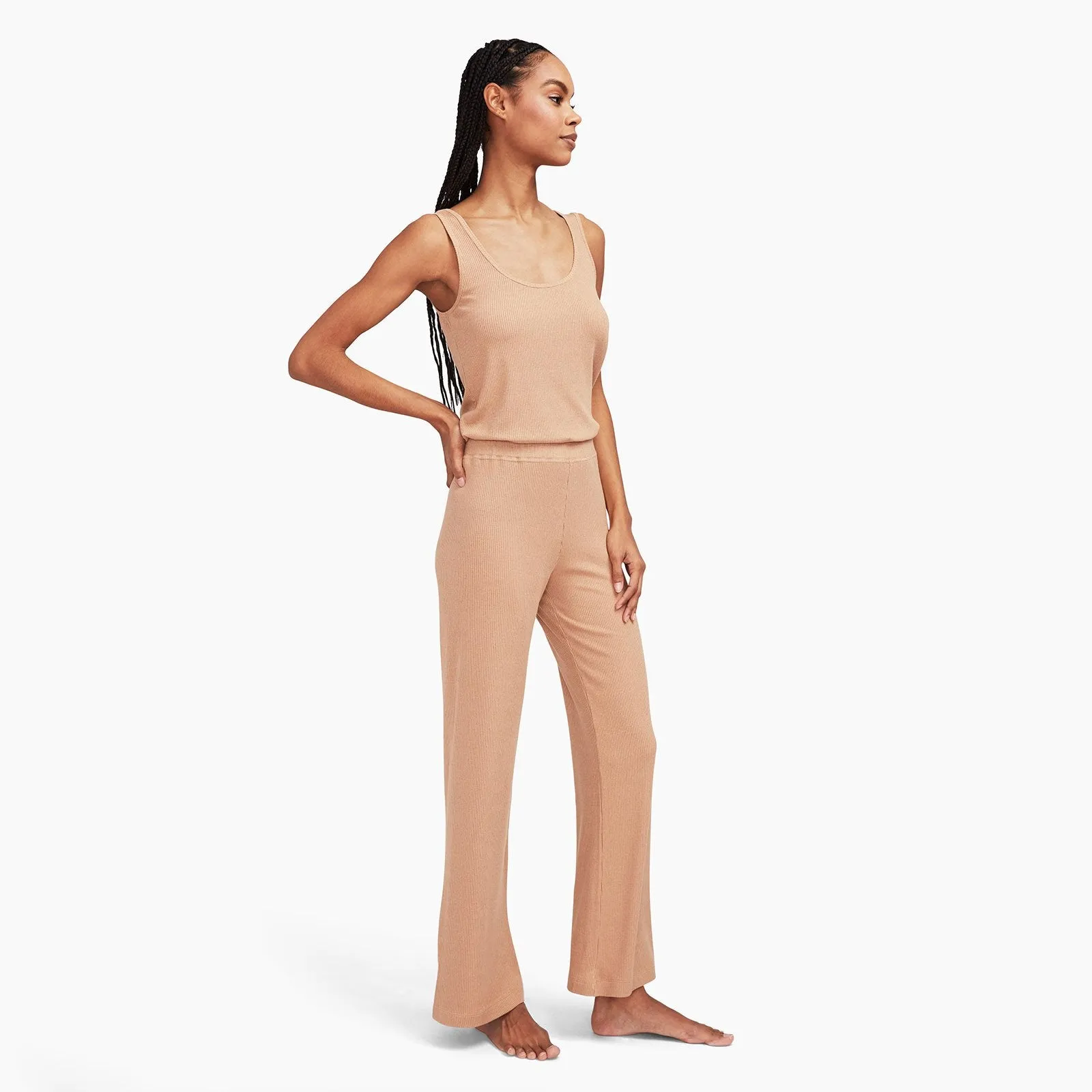 Ribbed Lightweight Wide Leg Pants