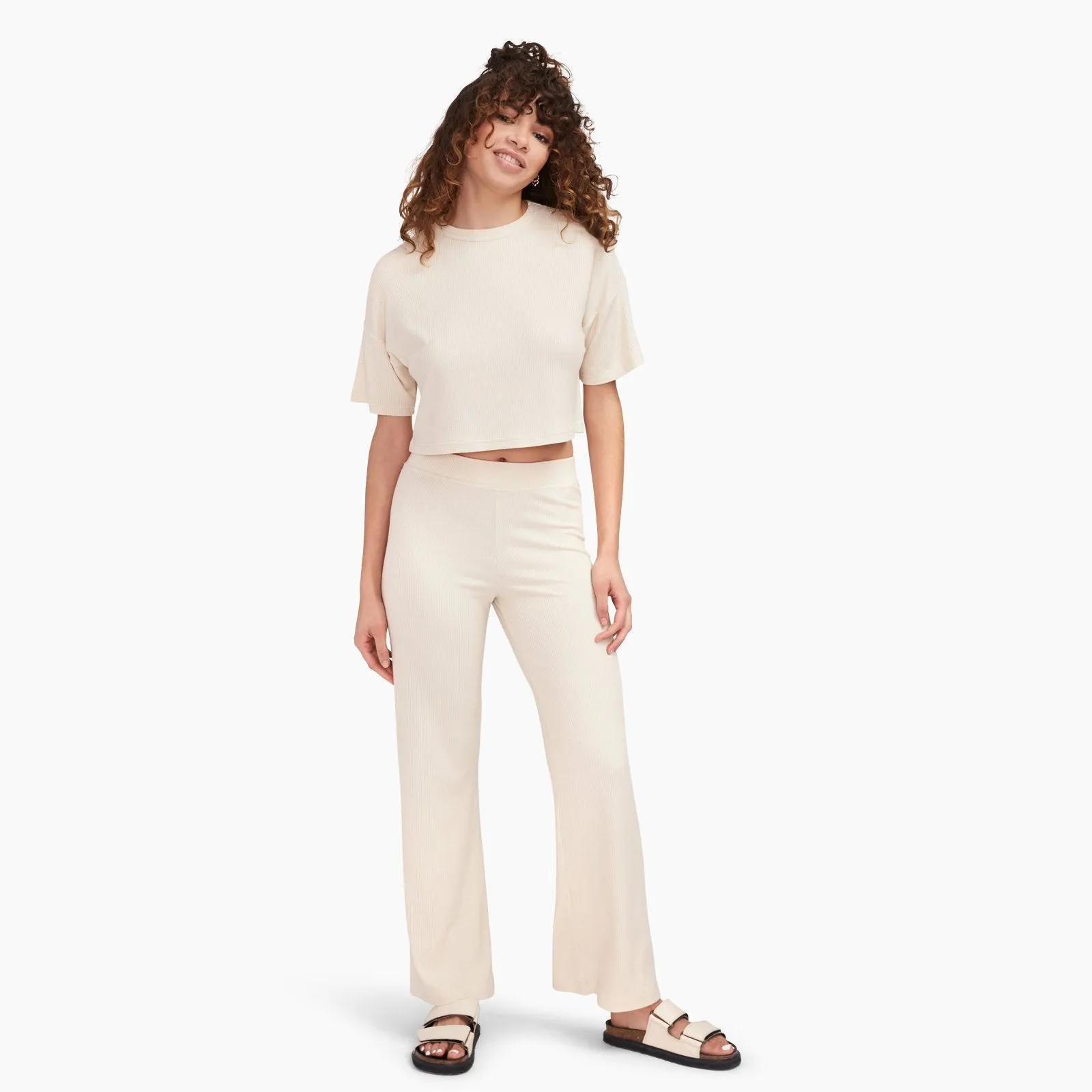 Ribbed Lightweight Wide Leg Pants